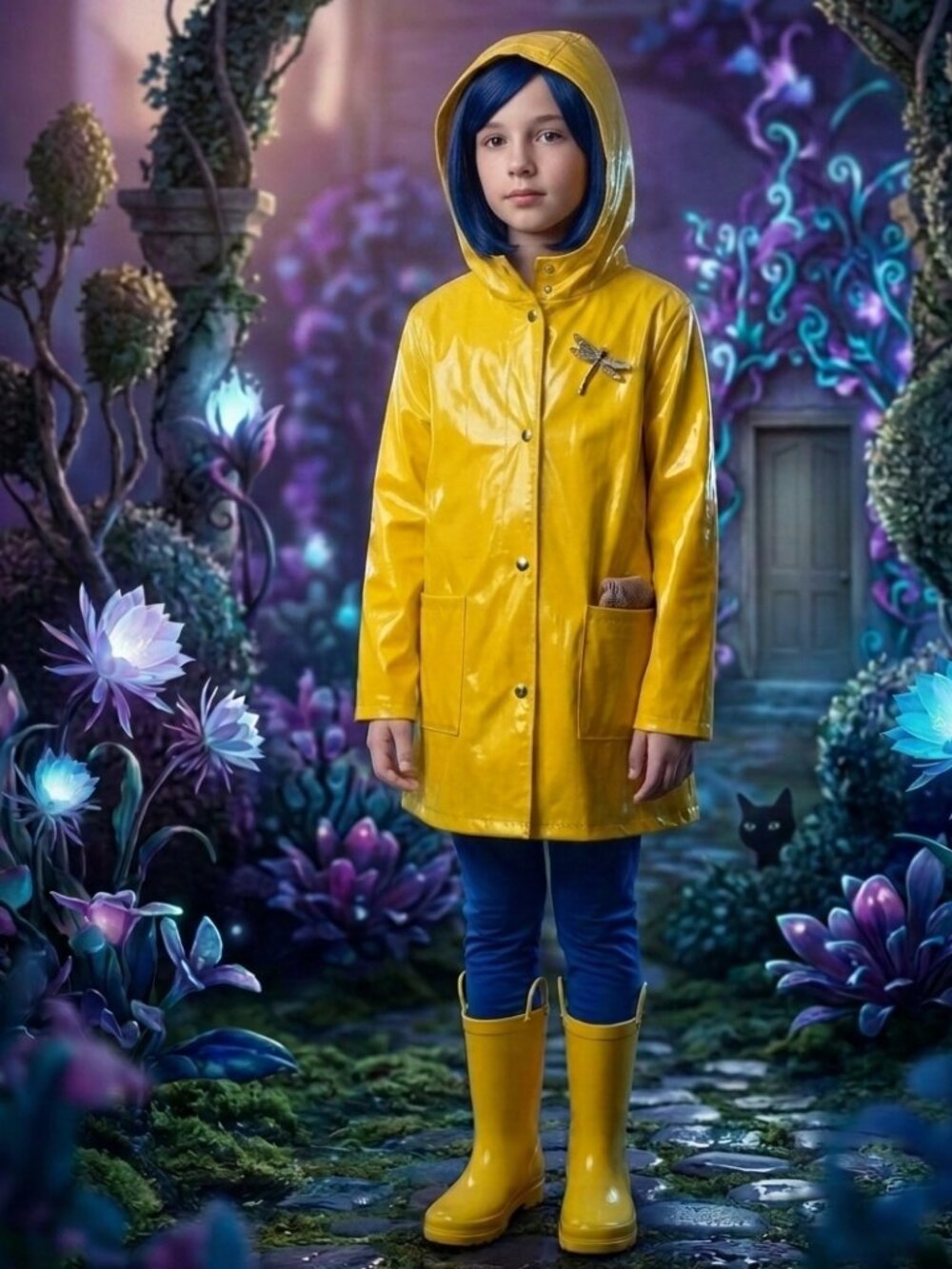 Coraline Halloween Costume Set (Size S 4/6) - EXCELLENT CONDITION